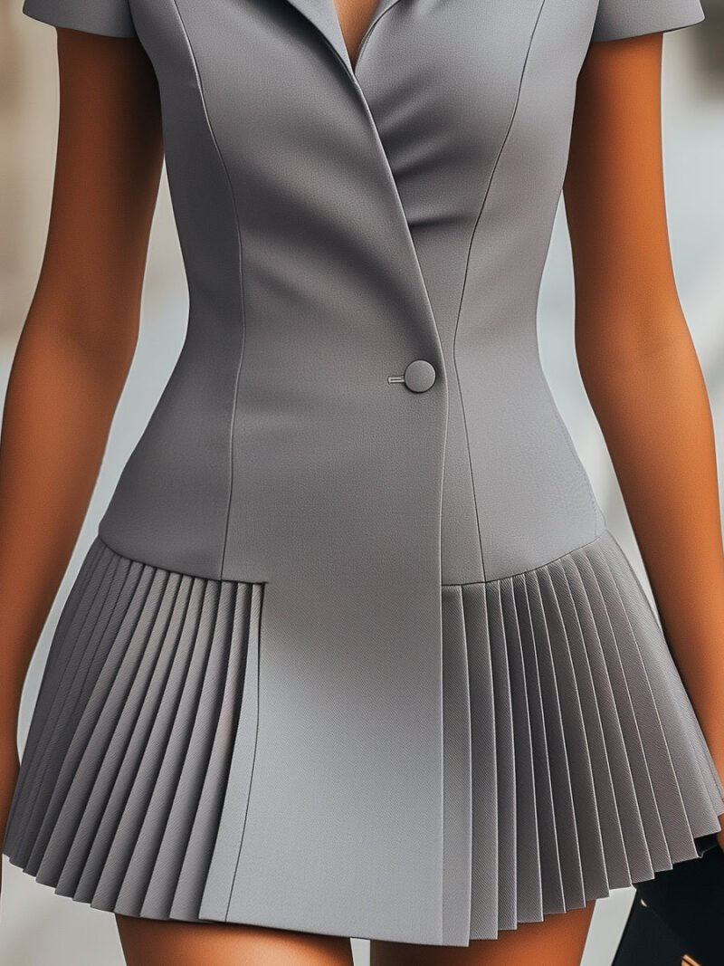 Blazer-Inspired Pleated Mini Dress - Image 3